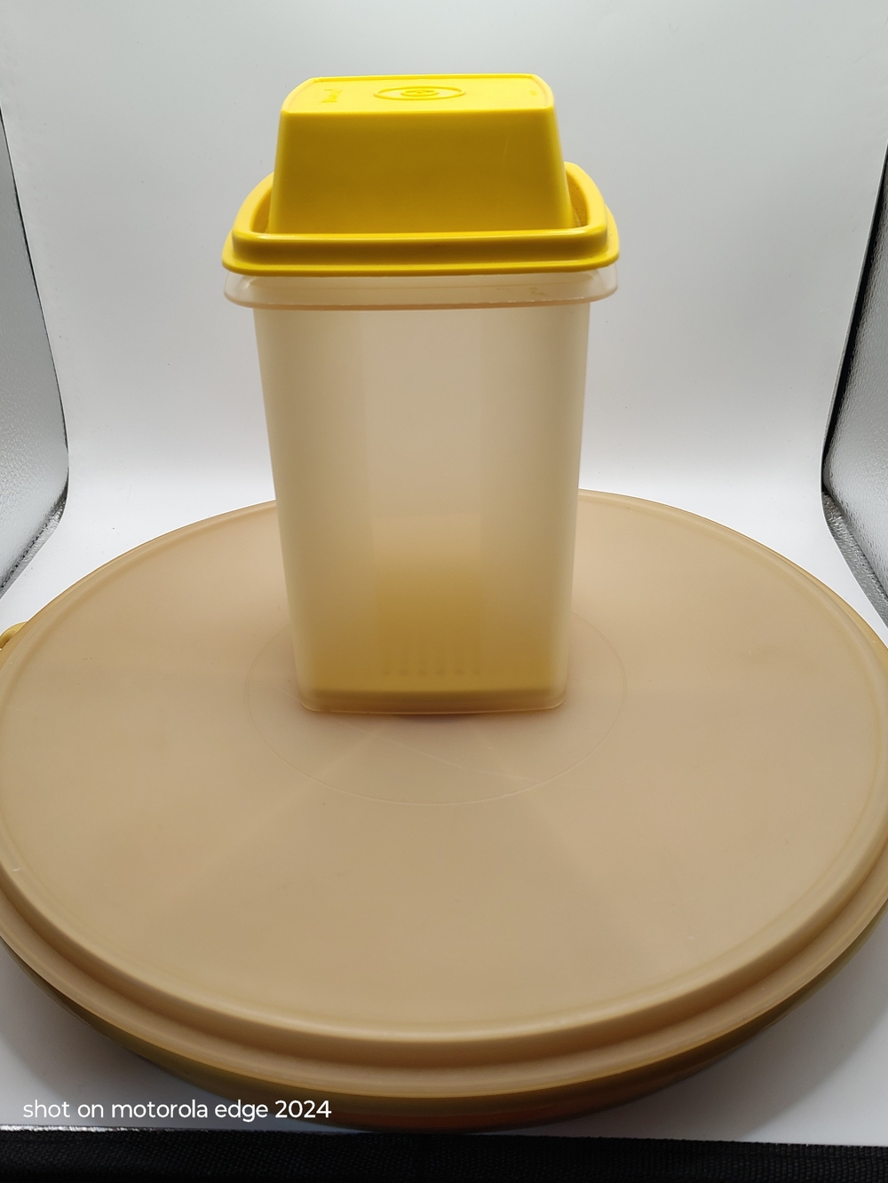 Yellow Plastic Kitchen Storage Container with Matching Lid